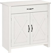 HOMCOM Konyhai Szekrény Élhető Szoba Számára 1 Fiókkal, 2 Ajtóval és Állítható Belső Polccal, Dekoratív Segédbútor Étkezőbe 80x39.7x80 cm Fehér Mosott