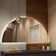 Erga Kori, félkör alakú LED tükör 80x160cm, 3220 lm, 3 fényszín, ERG-V01-KORI-8016-CL
