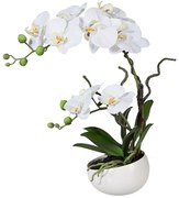 Mű orchidea virágtartóban, fehér, 42 cm