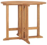 összecsukható tömör tíkfa kerti étkezőasztal Ø90 x 75 cm