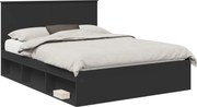 vidaXL Ágykeret fejtámlával Fekete 150 x 200 cm Tömör fenyőfa