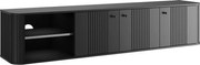 Vesper fali TV szekrény 187 cm háromajtós - fekete / fekete fogantyúkkal