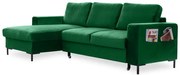 Lofty Lilly zöld kinyitható bársony sarokkanapé, bal oldali - Miuform