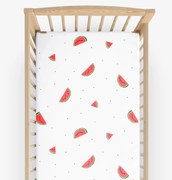 Goldea gyermek körgumis pamut lepedő kiságyba - görögdinnyék 60 x 120 cm