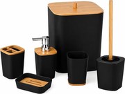 Fürdőszobai szett NATUREO 6 db, bambusz/fekete