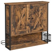 Fali szekrény, 2 ajtós szekrény állítható polccal 60x16x60 cm, rusztikus barna és fekete