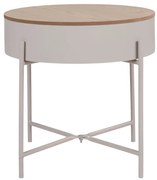 Sisco lerakóasztal, bézs-világosszürke acél, natúr asztallap 40x40 cm