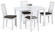 Autronic Étkezőgarnitúra 4 székkel 120x75 cm tömörfa fehér AUT-4000 WT
