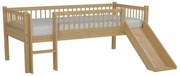 Natúr színű bükkfa galéria gyerekágy csúszdával, ágyráccsal 90x200 cm Forrest – Vipack