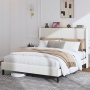 Kárpitozott ágy Dupla ágy Csúszásgátló és csendes 160x200cm Bézs