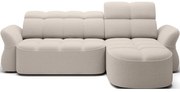 Bézs buklé kinyitható-tárolóhelyes sarokkanapé (jobb oldali-heverő résszel) Beneth – ELTAP
