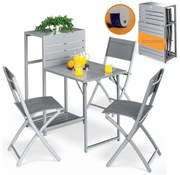 Casaria® Kerti fém bútor szett 1+3 - világosszürke