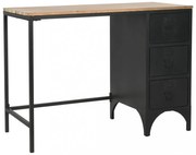 szekrényes íróasztal tömör fenyőfából és acélból 100x50x76 cm