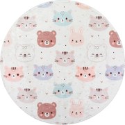 Elefántcsont színű mosható gyerek szőnyeg ø120 cm Cute Animals – Vitaus