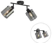 Design mennyezeti spotlámpa fekete füstüveggel 2-lámpás - Domo