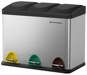 Szelektív szemeteskuka 3x15L, ezüst