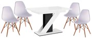 Maasix WGBS Magasfényű Fehér-Fekete 4 személyes étkezőszett Fehér Didier székekkel N