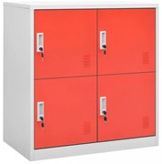 világosszürke és piros acél zárható szekrény 90 x 45 x 92,5 cm