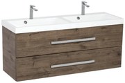 Fürdőszobaszekrény dupla mosdóval SAT Cube Way 120x53x40 cm tölgyfa wellington CUBE2120ZDW