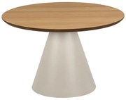 Krémszínű-natúr színű kerek dohányzóasztal tölgyfa dekoros asztallappal ø 65 cm Soli – Actona