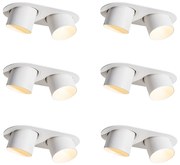 6 darabos süllyesztett spotlámpa szett fehér GU10 70mm dönthető 2-fényű - Installa