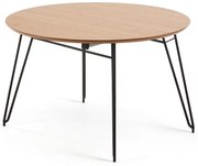 Novaks bővíthető étkezőasztal tölgyfa dekoros asztallappal, ø 120 cm - Kave Home