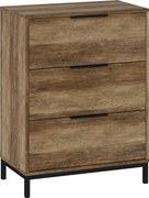 HOMCOM 3-Fiókos Komód Fekete Fogantyúkkal, Megdőlést Megelőző, Forgácslap és Fém, 62x35x82 cm, Sötét Barna | Aosom