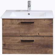 Barna függő szekrény tölgyfa dekorral mosdókagyló nélkül 71x51 cm Set 374 - Pelipal