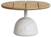 Fehér-natúr színű kerek dohányzóasztal akácfa asztallappal ø 55 cm Saura – Kave Home