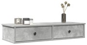 betonszürke szerelt fa falipolc fiókokkal 100 x 37,5 x 19 cm