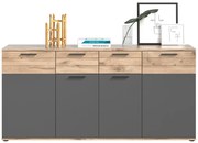 Mason 4 ajtós komód nox tölgy - bazaltszürke