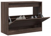 barna tölgyszínű szerelt fa cipőszekrény 80 x 34 x 63 cm