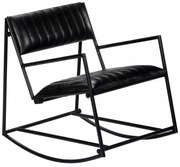 fekete valódi bőr hintaszék