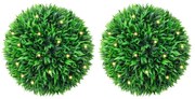 2 db zöld mesterséges boxwood gömbök LED fényekkel 38 cm