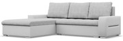 Toronto sarokkanapé, 2 ágyneműtartóval, fonott + műbőr, baloldali, szürke - fehér