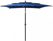 3 szintes azúrkék napernyő alumíniumrúddal 2,5 x 2,5 m