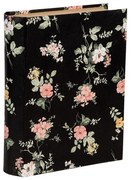 Könyv alakú karton tároló doboz vintage stílusban 17x14x5 cm fekete virágos
