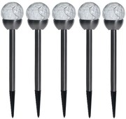 ProGarden napelemes LED lámpa készlet 6 x 36 cm, 5 db, rozsdamentes acél, üveg
