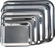 Tálca, szögletes, rozsdamentes acél, 40x32,5 cm (KHKE030)