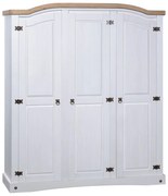 3 ajtós fehér Corona-stílusú mexikói fenyő ruhásszekrény