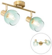 Art Deco spotlámpa arany zöld üveggel 2-lámpás - Vidro
