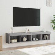 2 db szürke sonoma színű TV-szekrény LED-ekkel 80x30x30 cm