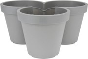 Virágtartó Kaspó Műanyag Tripla Szürke Ø 44 x 20 cm 3 Virághoz