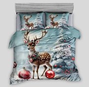3D pamut ágynemű DEER WITH DECORATION kék, 100% pamut Ágyneműhuzat mérete: 70 x 90 cm | 140 x 200 cm