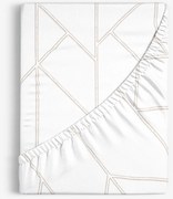 Goldea pamut körgumis lepedő - geometriai vonalak fehéren 80 x 160 cm