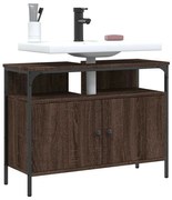 barna tölgy szerelt fa fürdőszobai mosdószekrény 80x30x60 cm