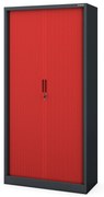 Fém szekrény harmonika ajtókkal DAMIAN, 900 x 1850 x 450 mm, antracit-piros
