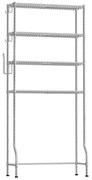 Tároló polc WC fölé, helytakarékos tároló állvány, ezüst 83x30x179cm