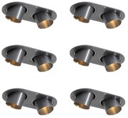6 darabos süllyesztett spotlámpa készlet fegyverszürke GU10 35mm dönthető 2-fényű - Installa