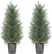 HOMCOM 2 db nagy, 90 cm-es mű ciprus cserepek – élethű, UV-álló műnövény nappalihoz, hálóhoz, irodához, teraszhoz | Aosom